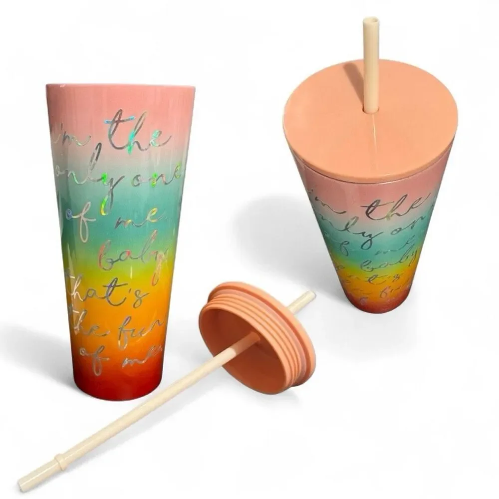 Starbucks Stainless Steel Rainbow Ombré Tumbler Venti 24 oz Iridescent Holograph